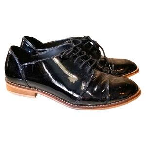 Aldo black patent leather derby shoes